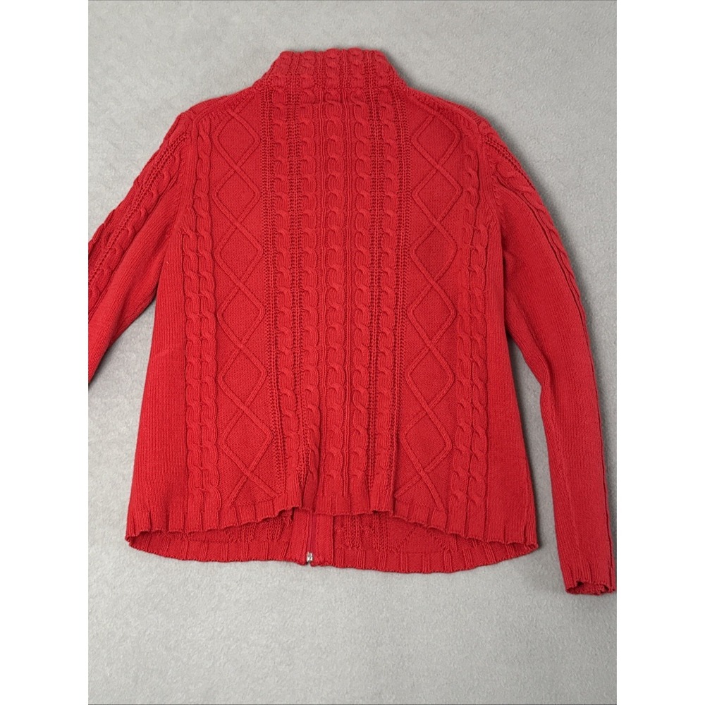 Vintage 90s Cable Knit Zip Up Cardigan Sweater XL Pockets Y2K Full Zip Preppy‎ - Picture 16 of 16